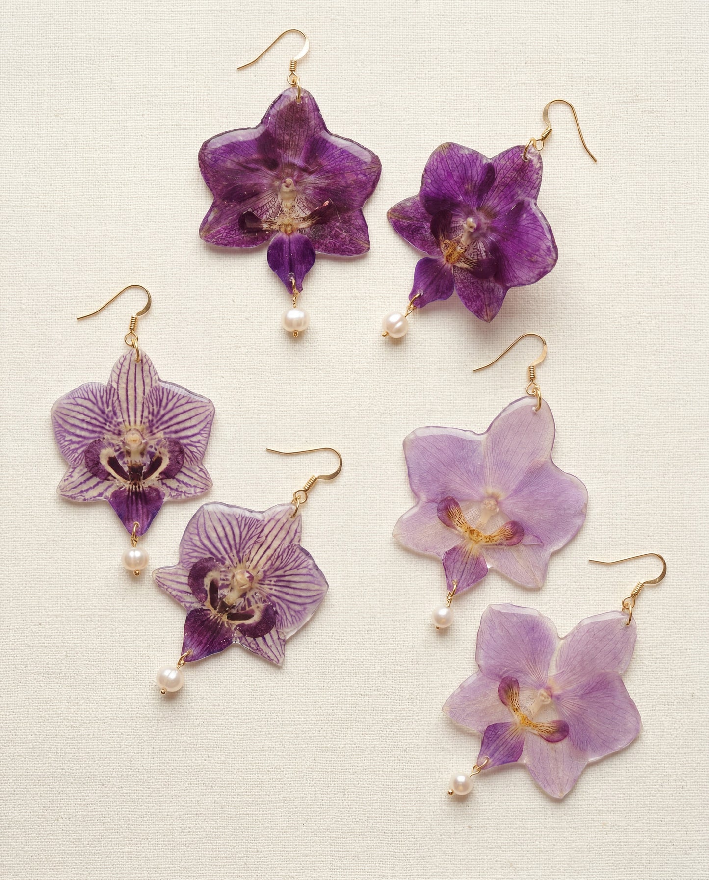 Orchid & Freshwater Pearl Earrings
