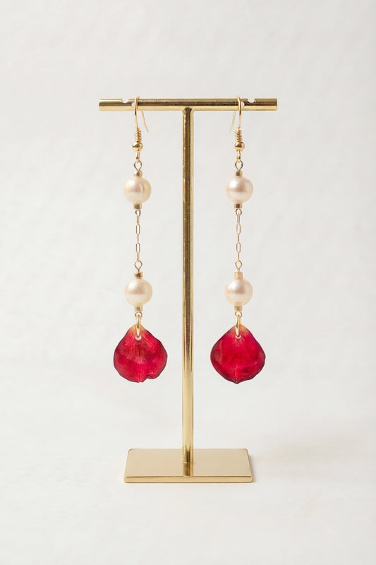 Rose Petal & Pearl Earrings