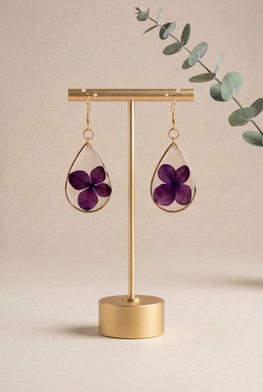 Purple Hydrangea Earrings