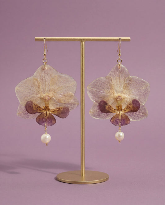Orchid & Freshwater Pearl Earrings